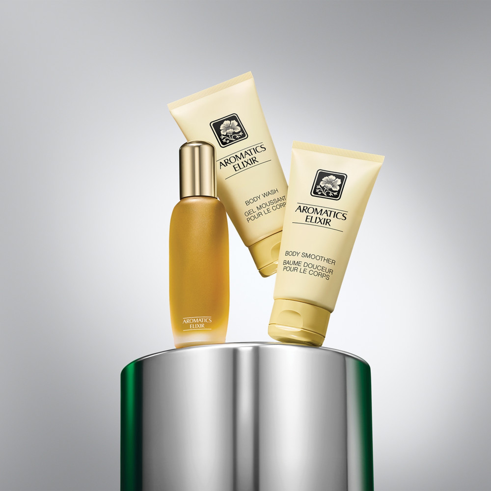 Coffret eau de parfum + baume pour le corps + gel moussant