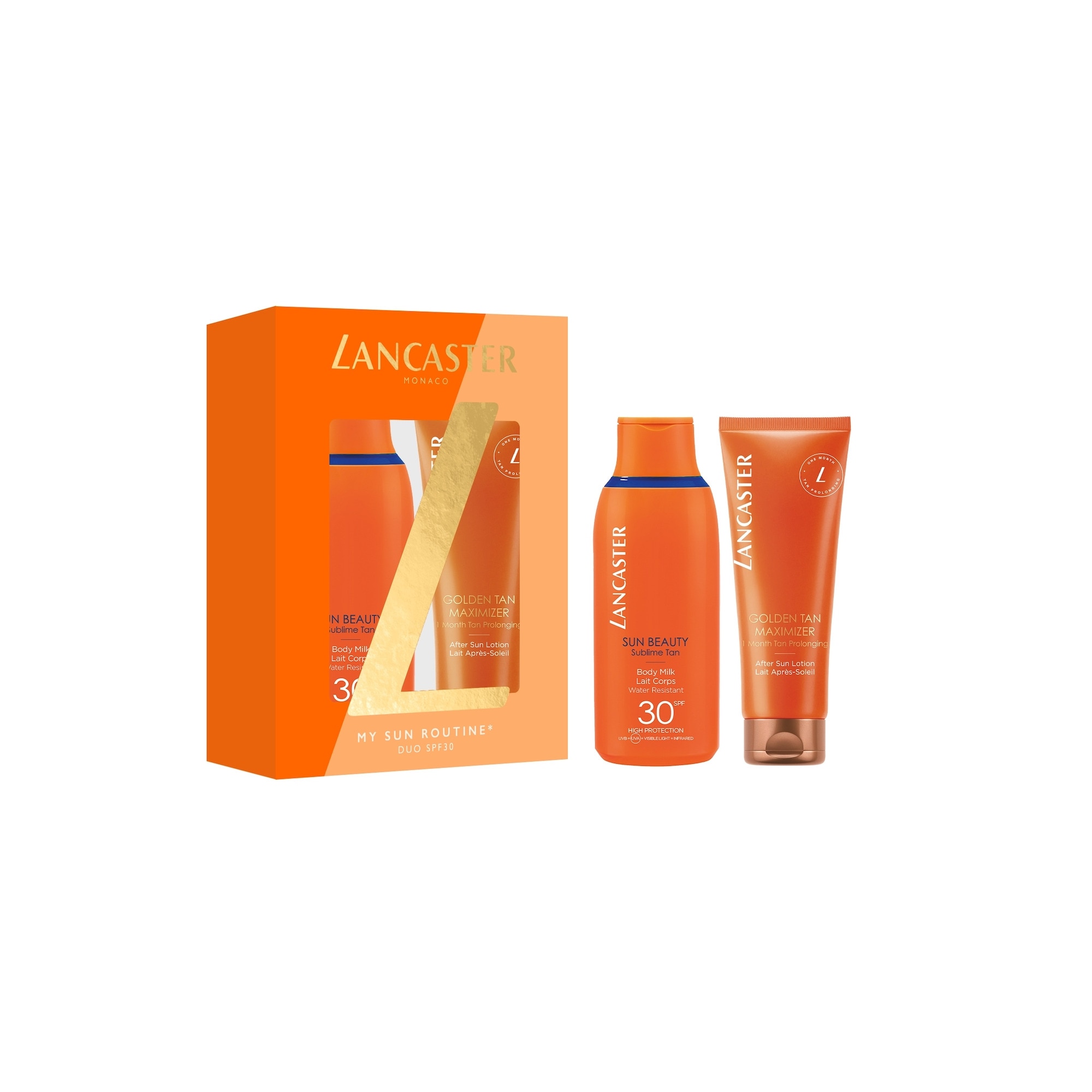  Lancaster SUN BEAUTY Lait corps spf30 + lotion après-soleil golden tan maximizer visage et corps  Lait corps spf30 + lotion après-soleil golden tan maximizer visage et corps