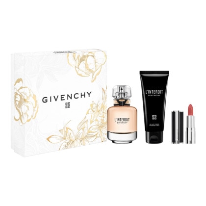  GIVENCHY L'INTERDIT Coffret eau de parfum + lotion hydratante corps + mini le rouge interdit intense silk  1 of 3 