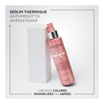 Sérum thermique anti-frizz antioxydant cheveux colorés