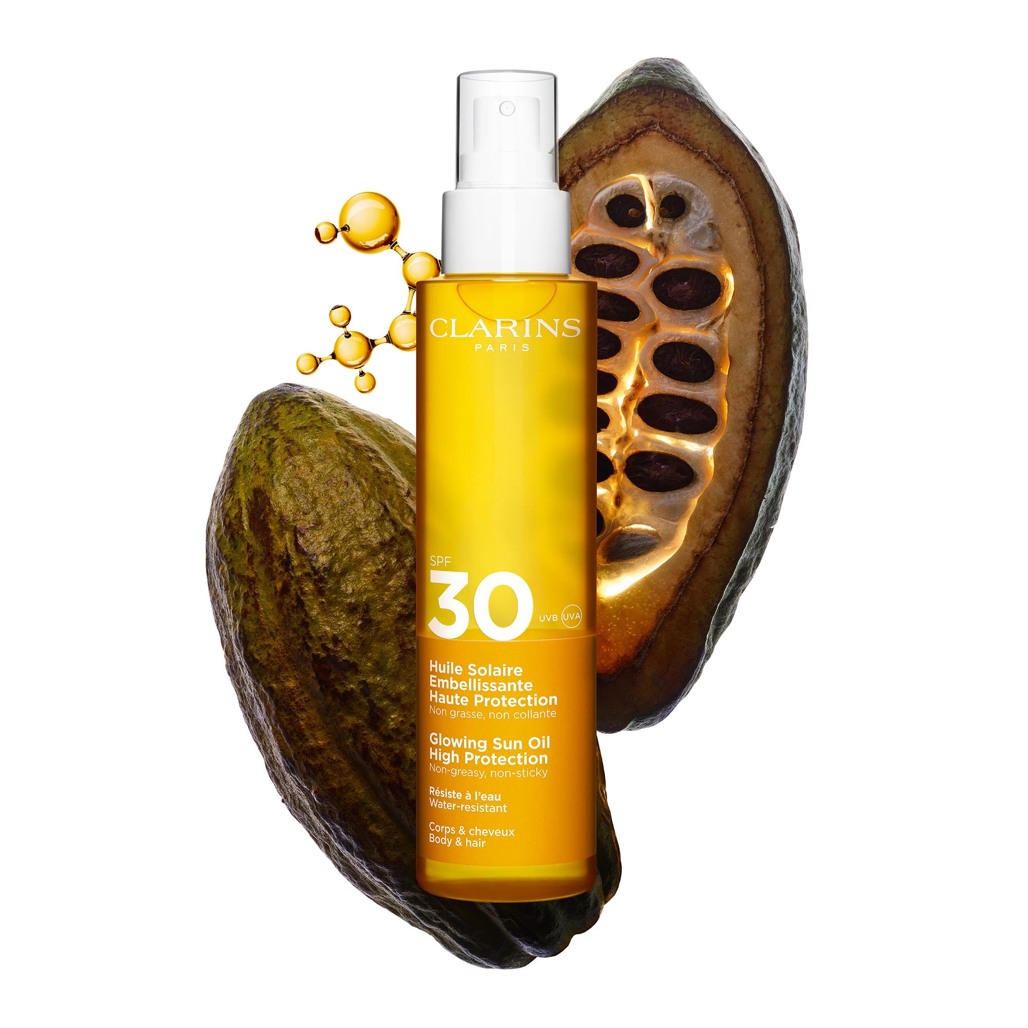 Huile solaire embellissante haute protection corps spf30