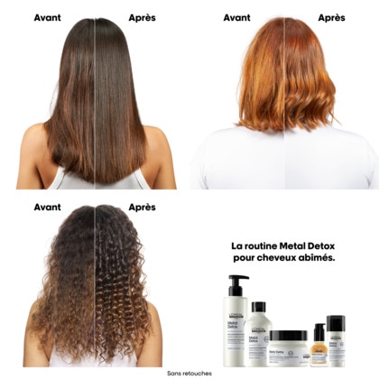 Shampooing anti-métal pour cheveux sensiblisés et cassants.