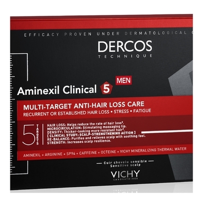 126ML VICHY DERCOS TECHNIQUE Traitement anti-chute cheveux homme 21x6ML  1 of 4 