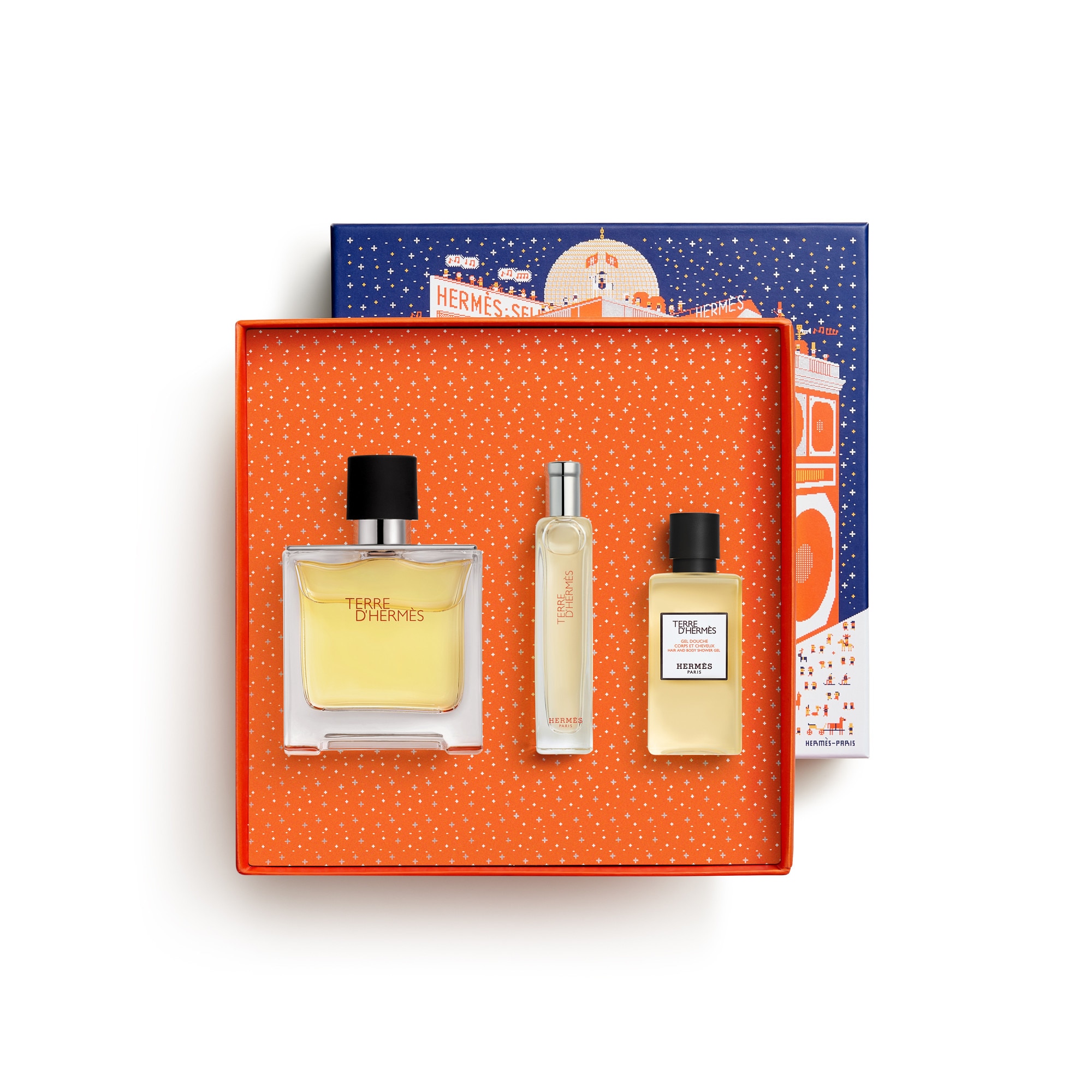 Coffret parfum + miniature + gel douche corps&cheveux