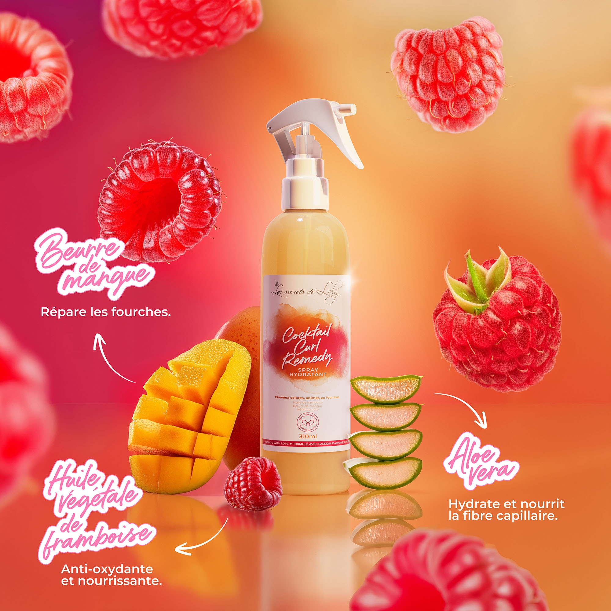 Spray hydratant pourr cheveux colorés, abîmés ou fourchus