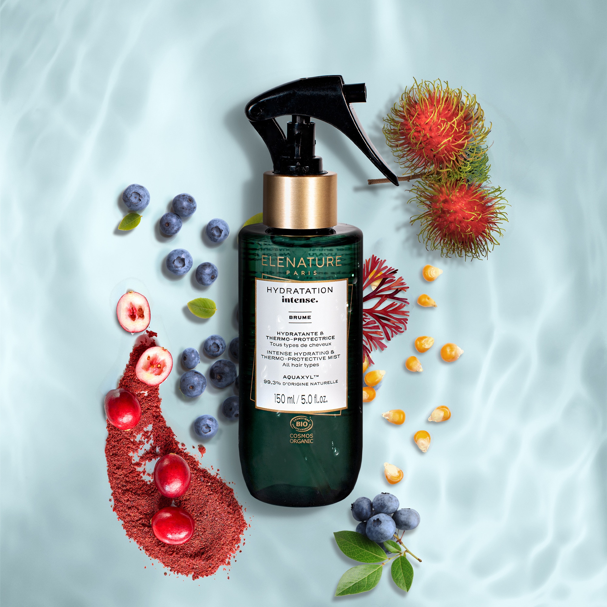 Brume hydratante et thermo-protectrice