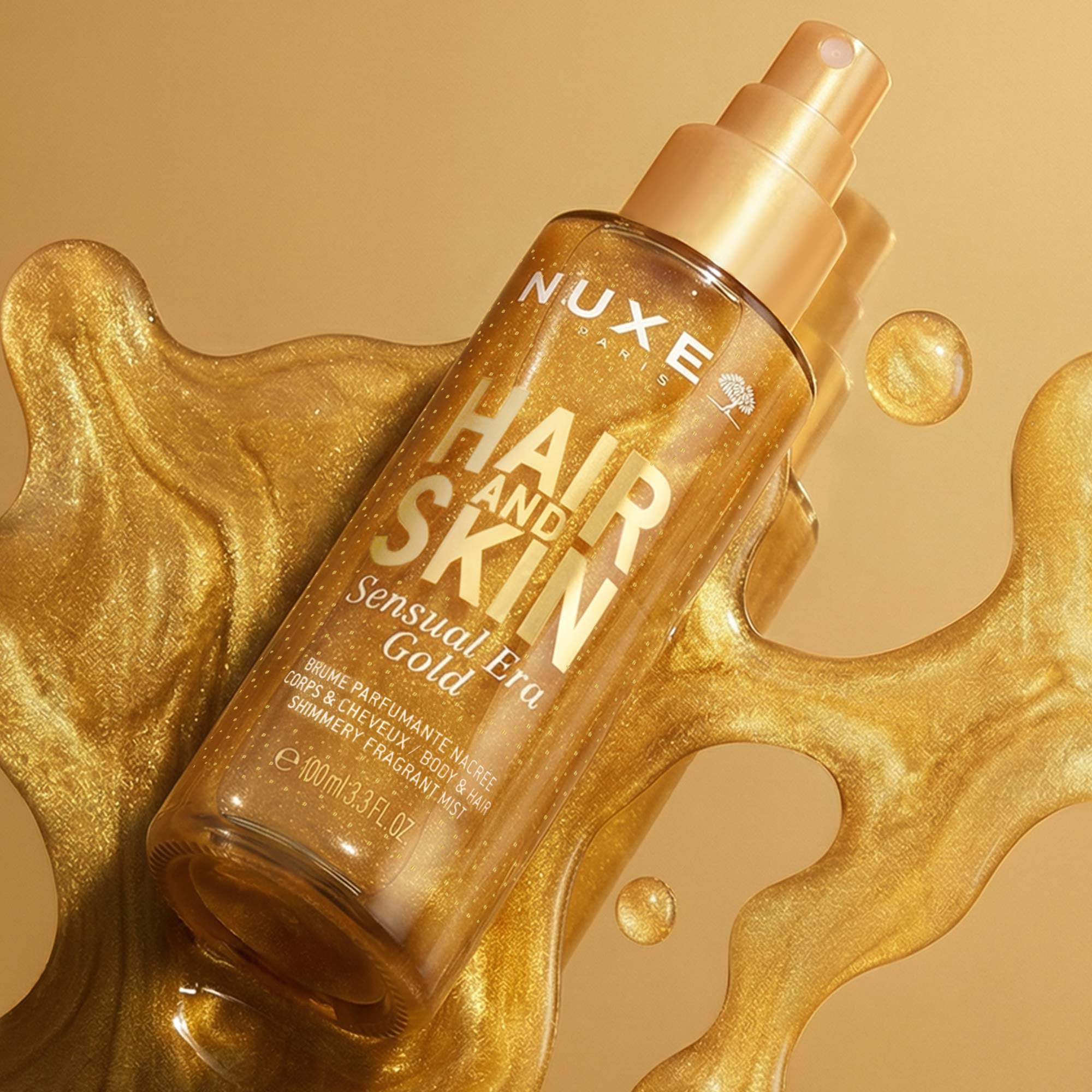 100ml Nuxe HAIR & SKIN SENSUAL ERA GOLD Brume parfumante nacrée corps et cheveux 3 of 4 Brume parfumante nacrée corps et cheveux