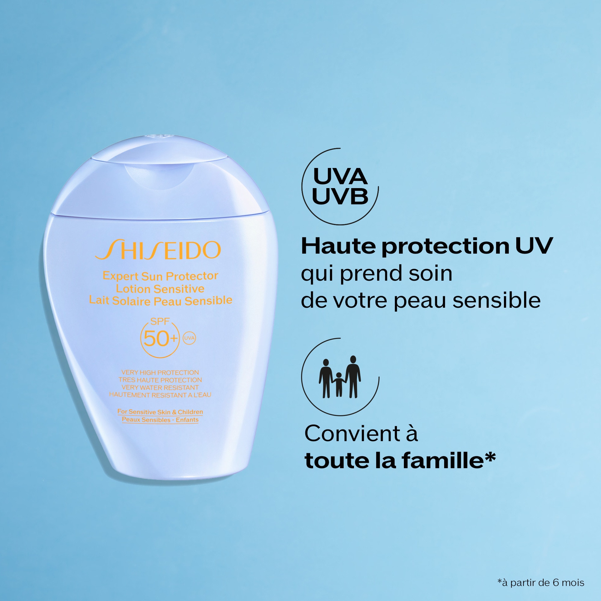 Lait solaire peau sensible spf50+