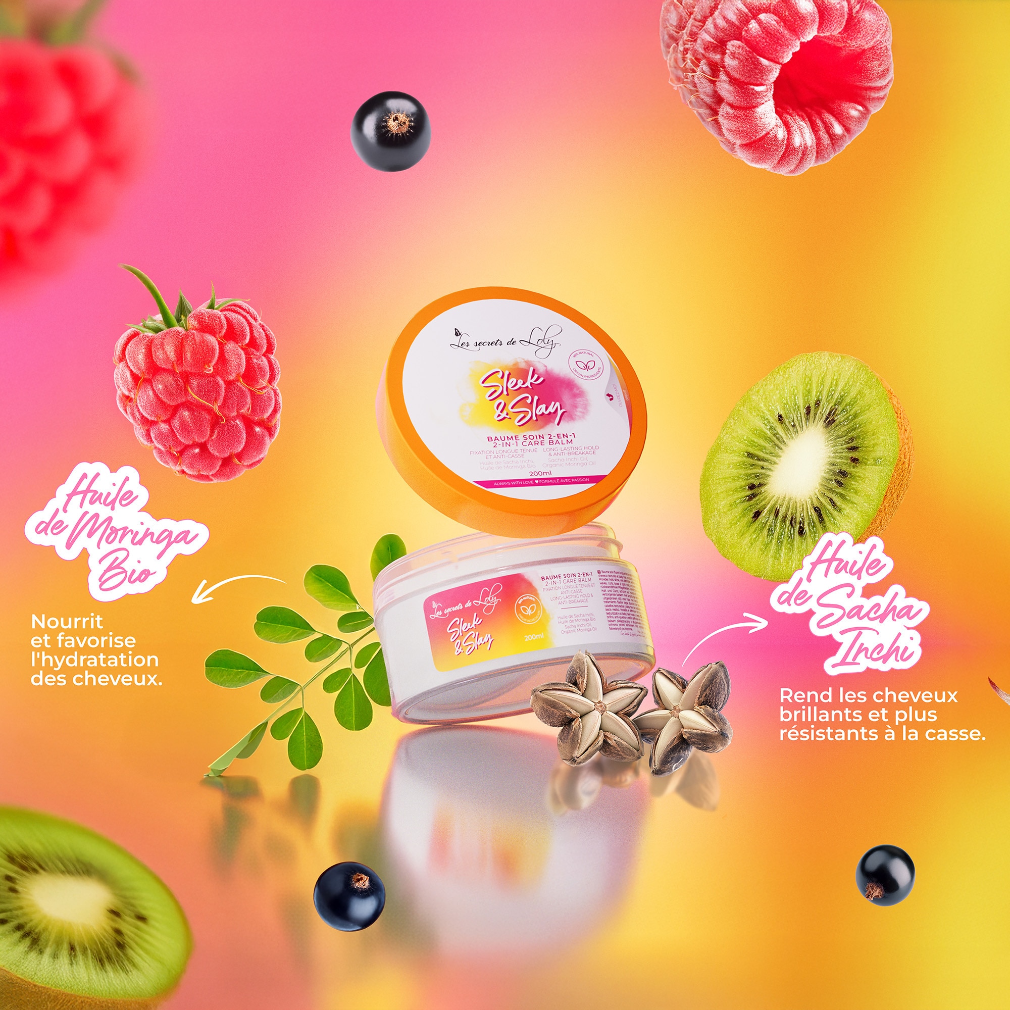 200ML LES SECRETS DE LOLY SLEEK & SLAY Baume soin 2-en-1 fixation longue tenue et anti-casse  1 of 4 