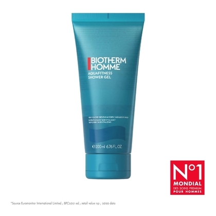 200ML BIOTHERM HOMME AQUAFITNESS Gel douche rafraîchissant & revitalisant corps & cheveux  1 of 2 