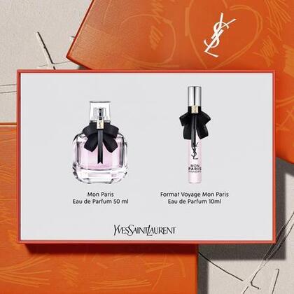 Coffret eau de parfum + vaporisateur de voyage + trousse