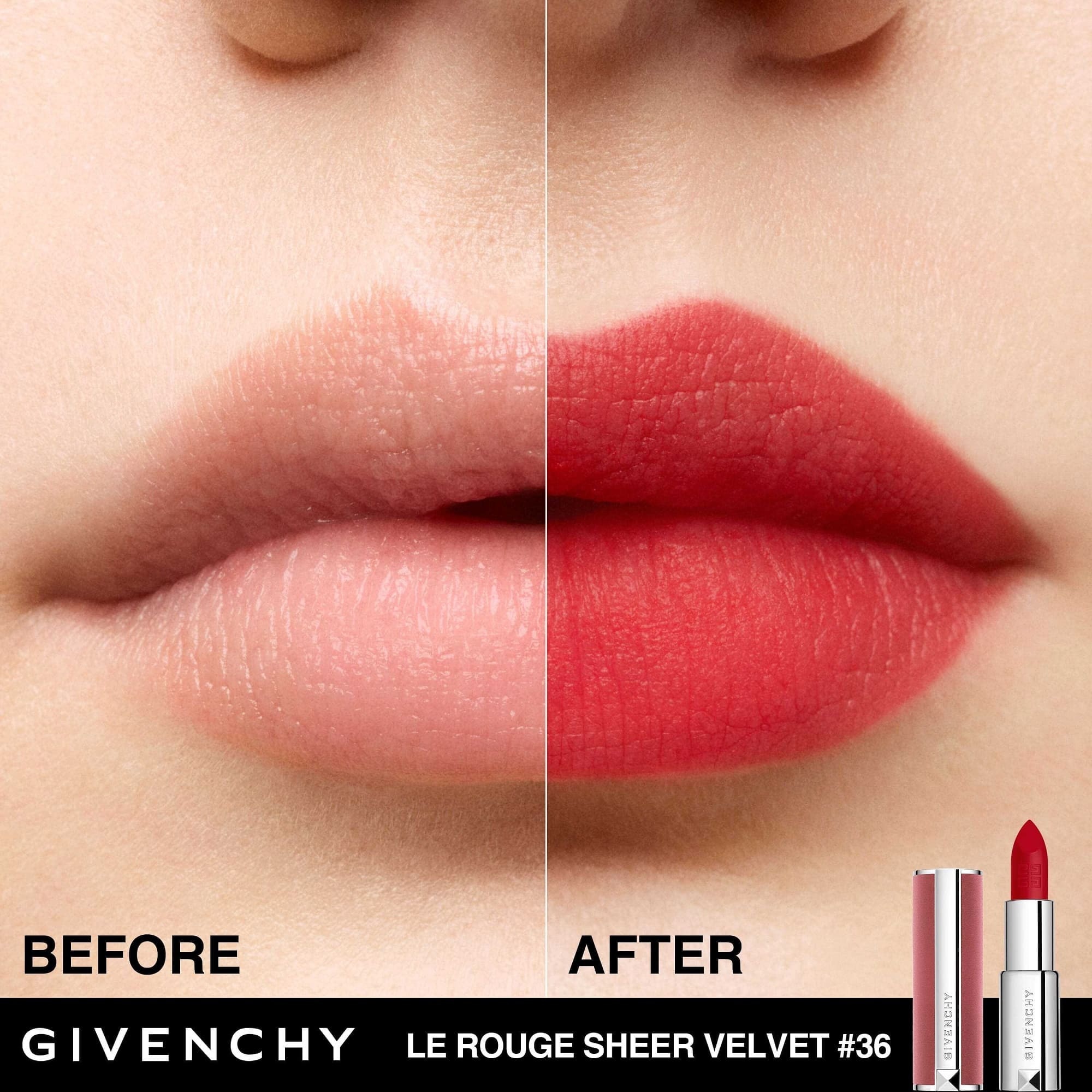  GIVENCHY LE ROUGE SHEER VELVET Rouge à lèvres mat effet floutant - rechargeable  1 of 4 