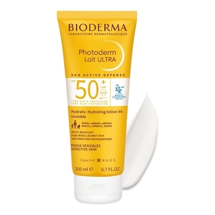 200ML BIODERMA PHOTODERM Lait ultra spf50+ invisible, non parfumé & hydrate - peaux sensibles  1 of 3 