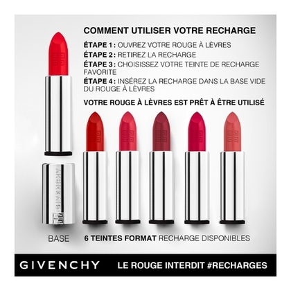  GIVENCHY LE ROUGE INTERDIT INTENSE SILK Rouge à lèvres fini soyeux couleur lumineuse -  recharge  1 of 4 