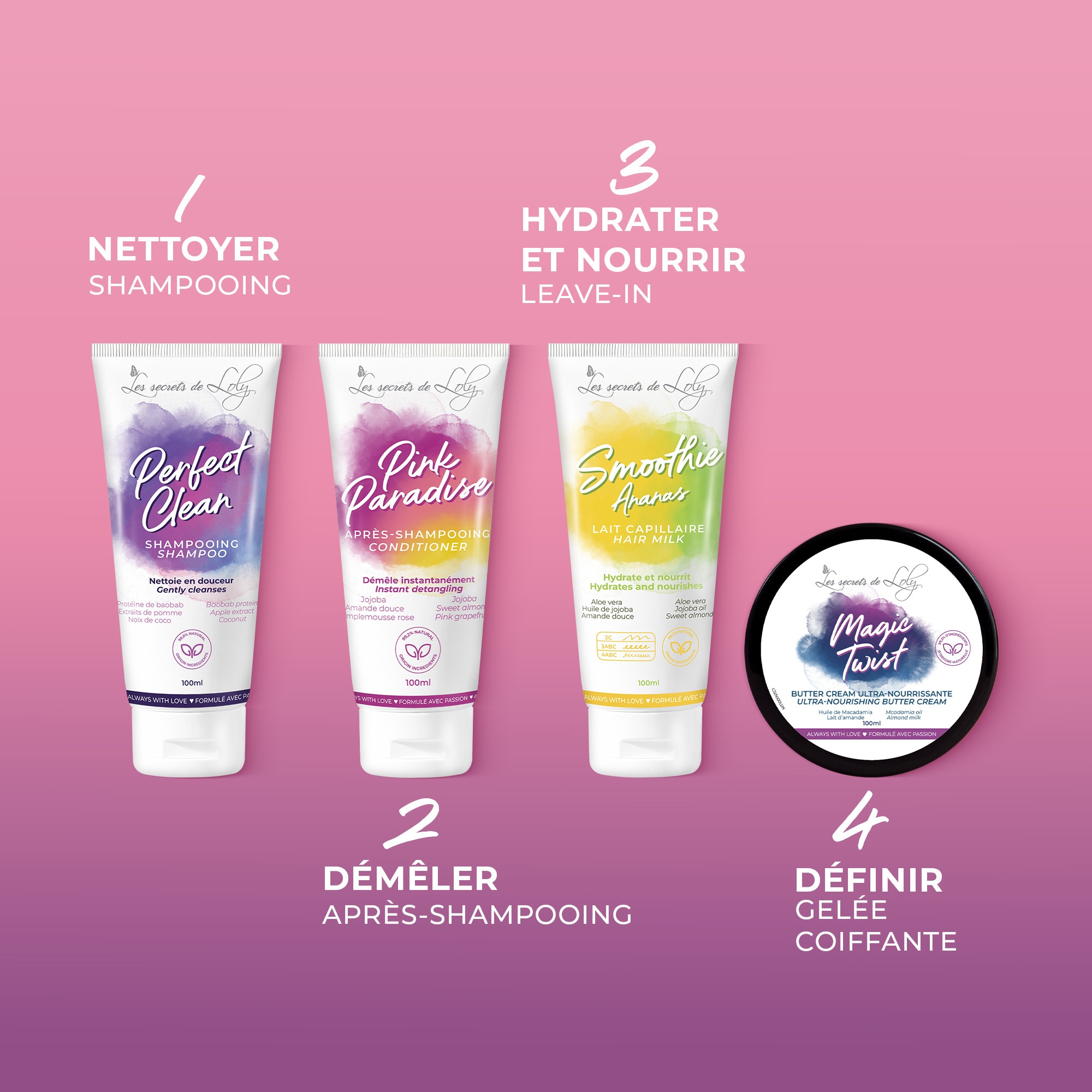  LES SECRETS DE LOLY TROUSSE CHEVEUX CRÉPUS Trousse cheveux crépus - format voyage  1 of 4 