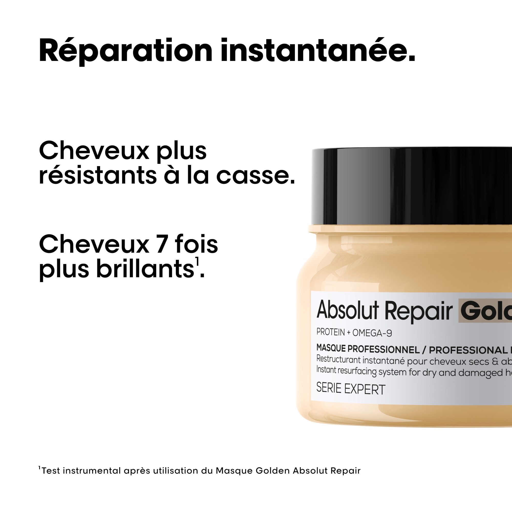 Masque restructurant doré pour cheveux abîmés
