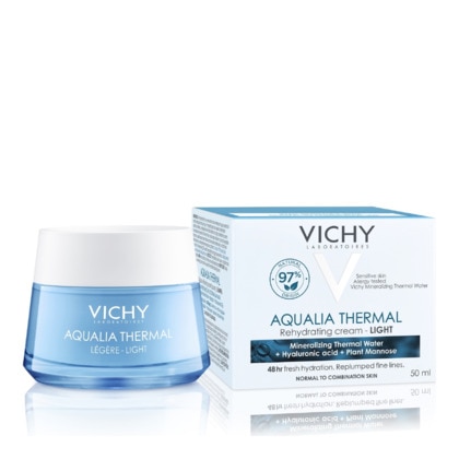 50mL VICHY AQUALIA THERMAL Crème réhydratante légère visage pour peaux normales à mixtes  1 of 4 