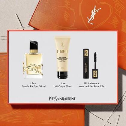 Coffret eau de parfum + lait pour le corps + mascara