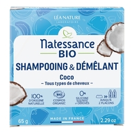 65g Natessance COSMÉTIQUES SOLIDES BIO Shampooing & démêlant Coco bio  1 of 2 