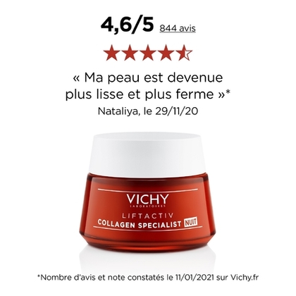 50mL VICHY LIFTACTIV Collagen specialist crème de nuit anti-rides et anti-taches à la Vitamine Cg  1 of 4 