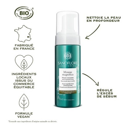 150ML SANOFLORE MAGNIFICA Mousse nettoyante purifiante certifiée Bio - peaux à imperfections, grasses  1 of 4 