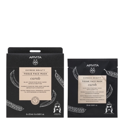 120ML APIVITA EXPRESS BEAUTY Masque visage en tissu noir détox & purifiant à la caroube  1 of 1 