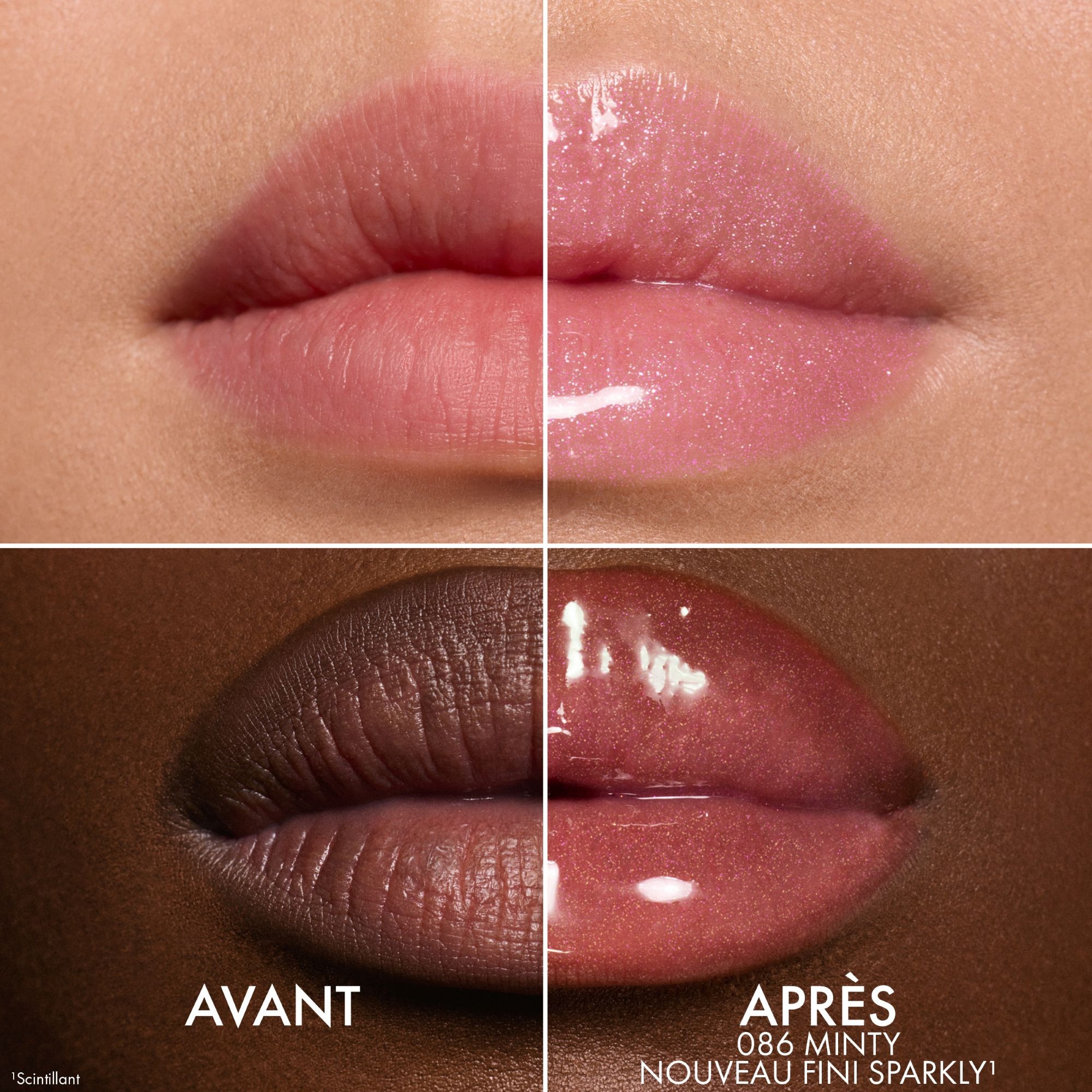 Huile à lèvres hydratante 24h - 3 finis ultra-brillants