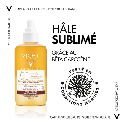 200ML VICHY CAPITAL SOLEIL Eau de protection solaire hâle sublimé SPF50  1 of 4 