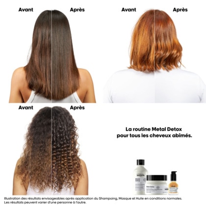 Shampooing anti-métal pour cheveux sensiblisés et cassants.