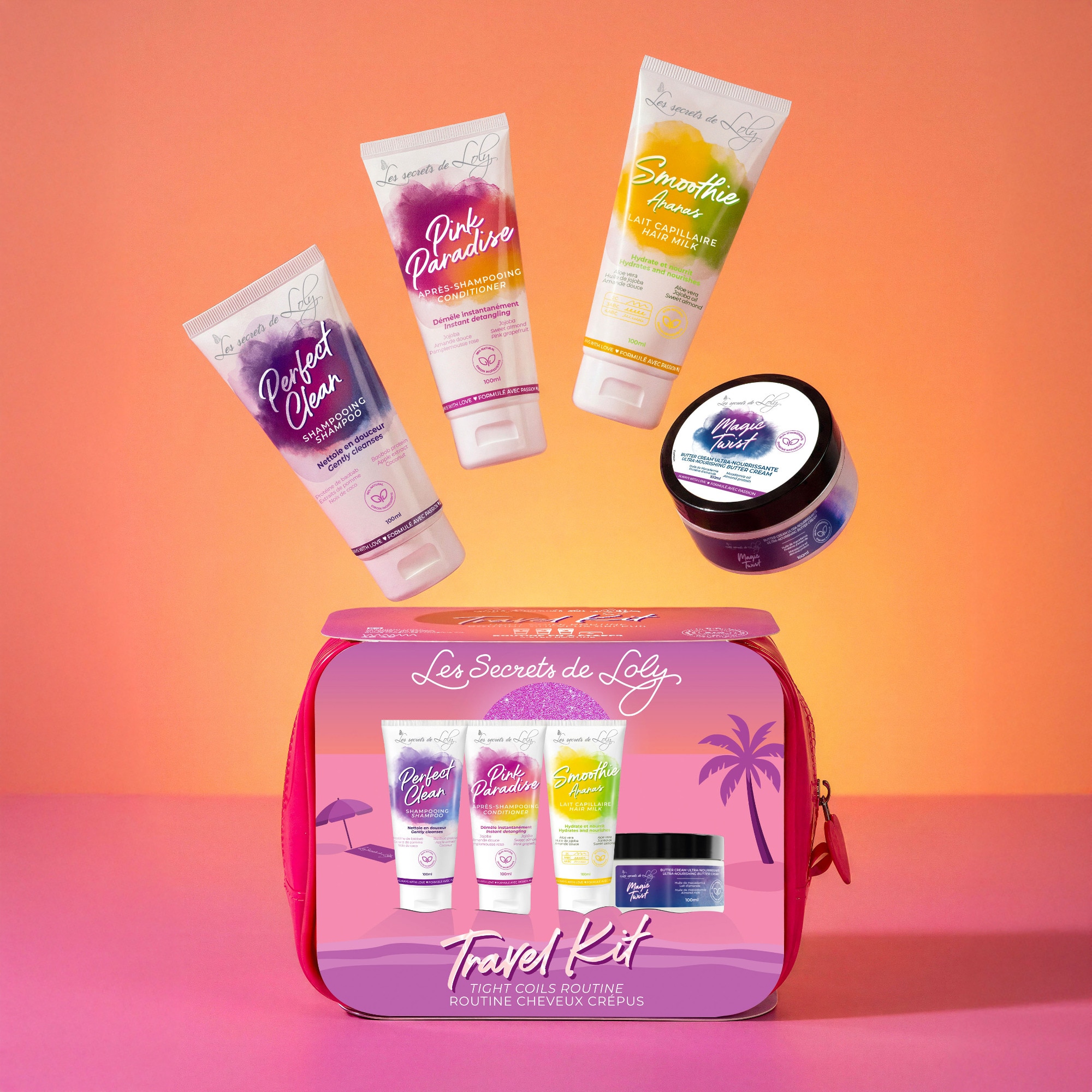  LES SECRETS DE LOLY TROUSSE CHEVEUX CRÉPUS Trousse cheveux crépus - format voyage  1 of 4 