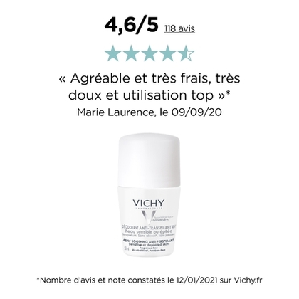 50ML VICHY V HYPOALLERGENIQUE Déodorant 48H anti transpiration peaux sensibles  1 of 4 